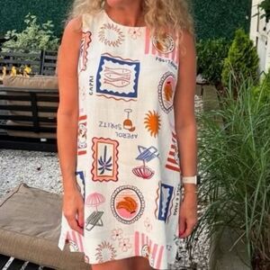 Paper Heart Women's Italian Travels Linen Blend Mini Dress - Pockets Size Medium